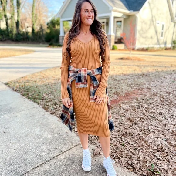 Dresses | Mocha Sweater Midi Dress | Poshmark